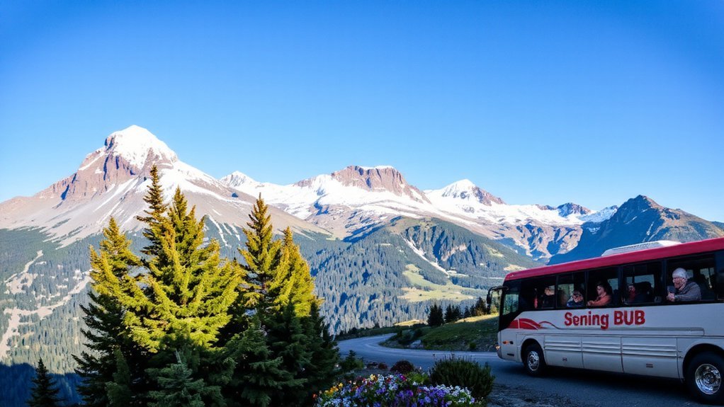 bus viewing glacial volcanic cascades